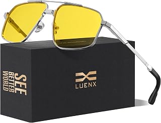 Luenx Polarized Aviator Sunglasses Men Women Retro Square UV400 Driving