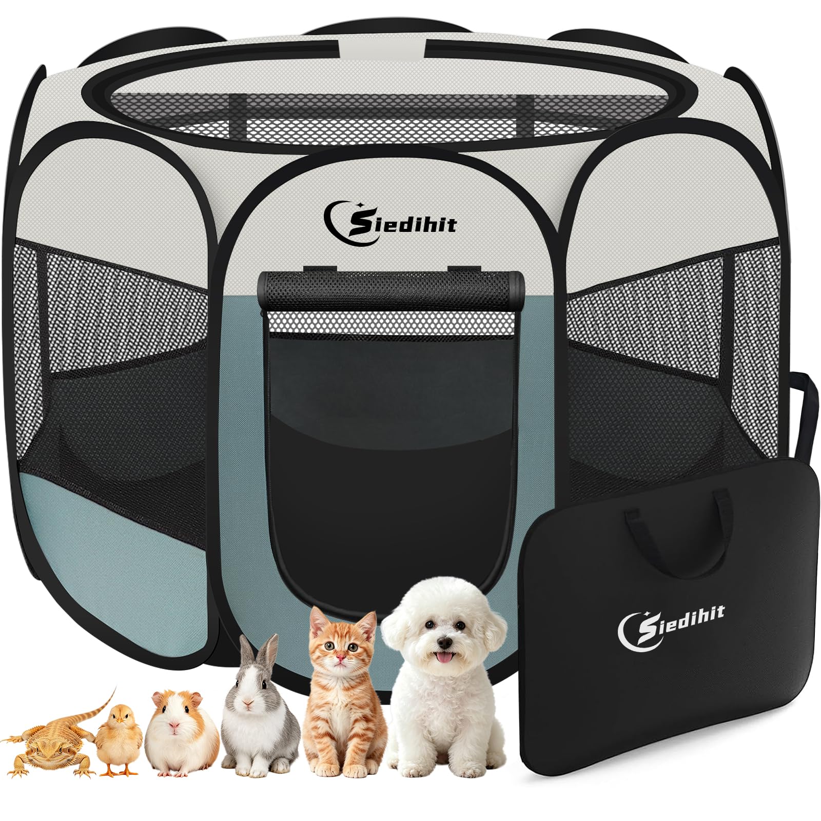 Siedihit Dog Cat Playpen, Puppy Pet Playpen Indoor for Small Dog Crate Tent Cage