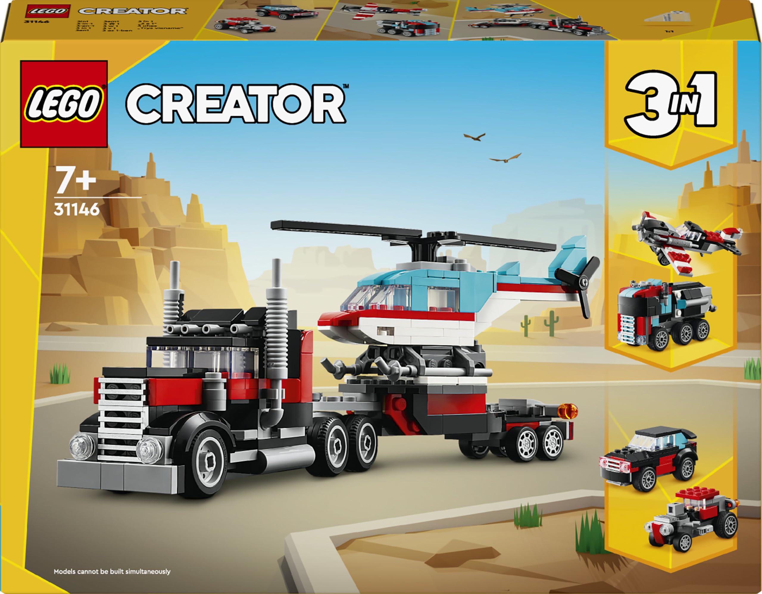 LEGO Creator 3in1 Flatbed Truck with Helicopter 31146 | Toys for 7+ Year Old Boy