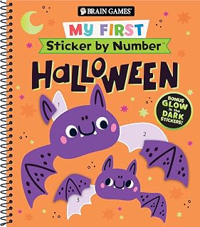 Brain Games - My First Sticker by Number: Halloween - Ages 3+ | Jokes & Glow in the Dark Bonus Sticker Sheet