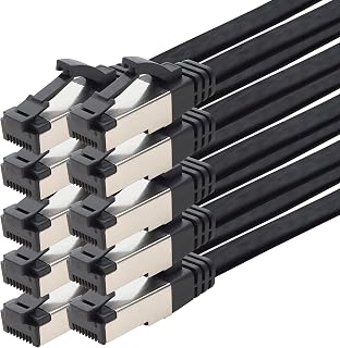 1aTTack.de Cat8 Cat 8 40 Gigabit Network Cable - 10x 5m - RJ45 Ethernet LAN DSL Router Modem - Black
