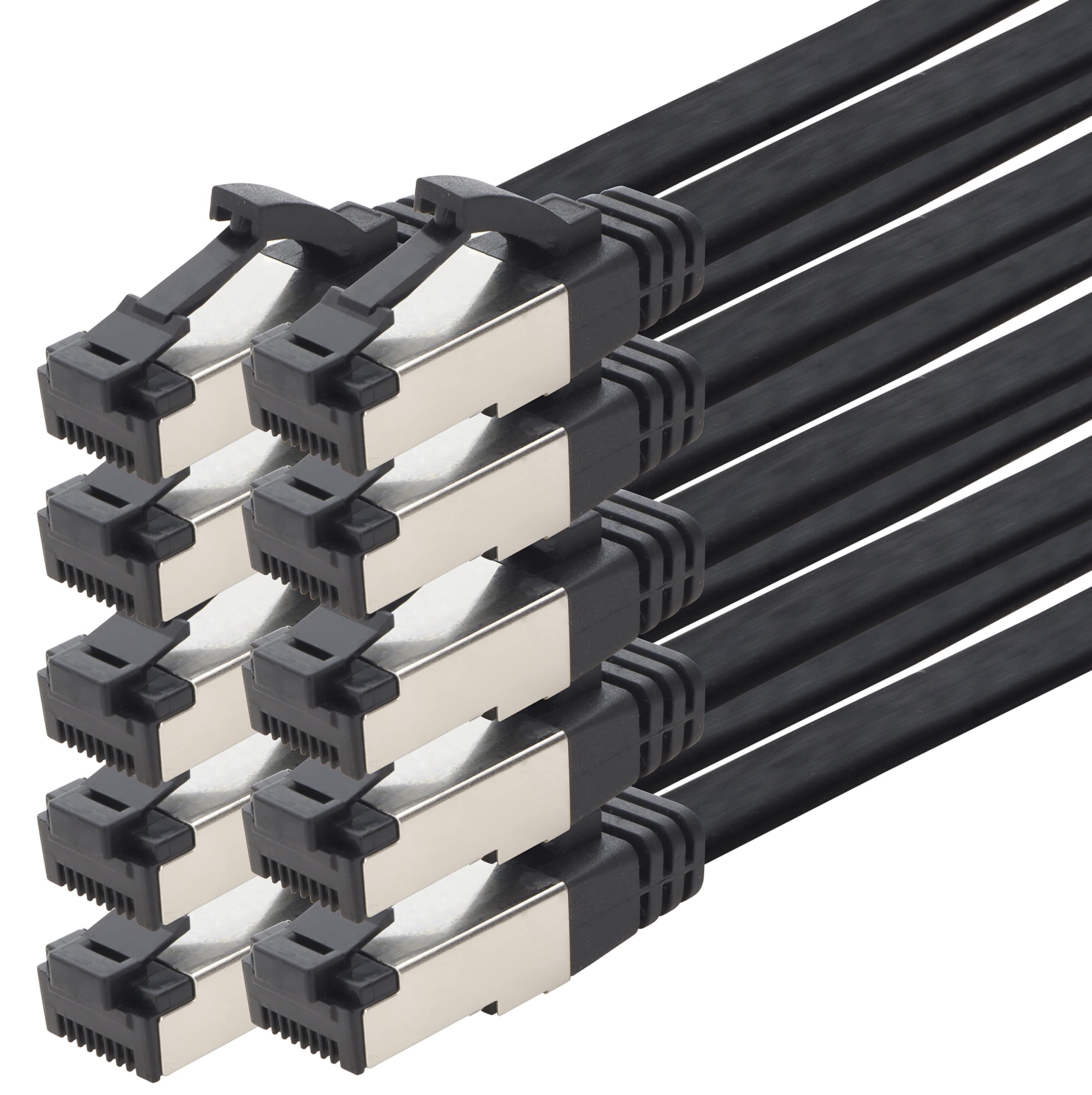 1aTTack.de Cat8 Cat 8 40 Gigabit Network Cable - 10x 5m - RJ45 Ethernet LAN DSL 