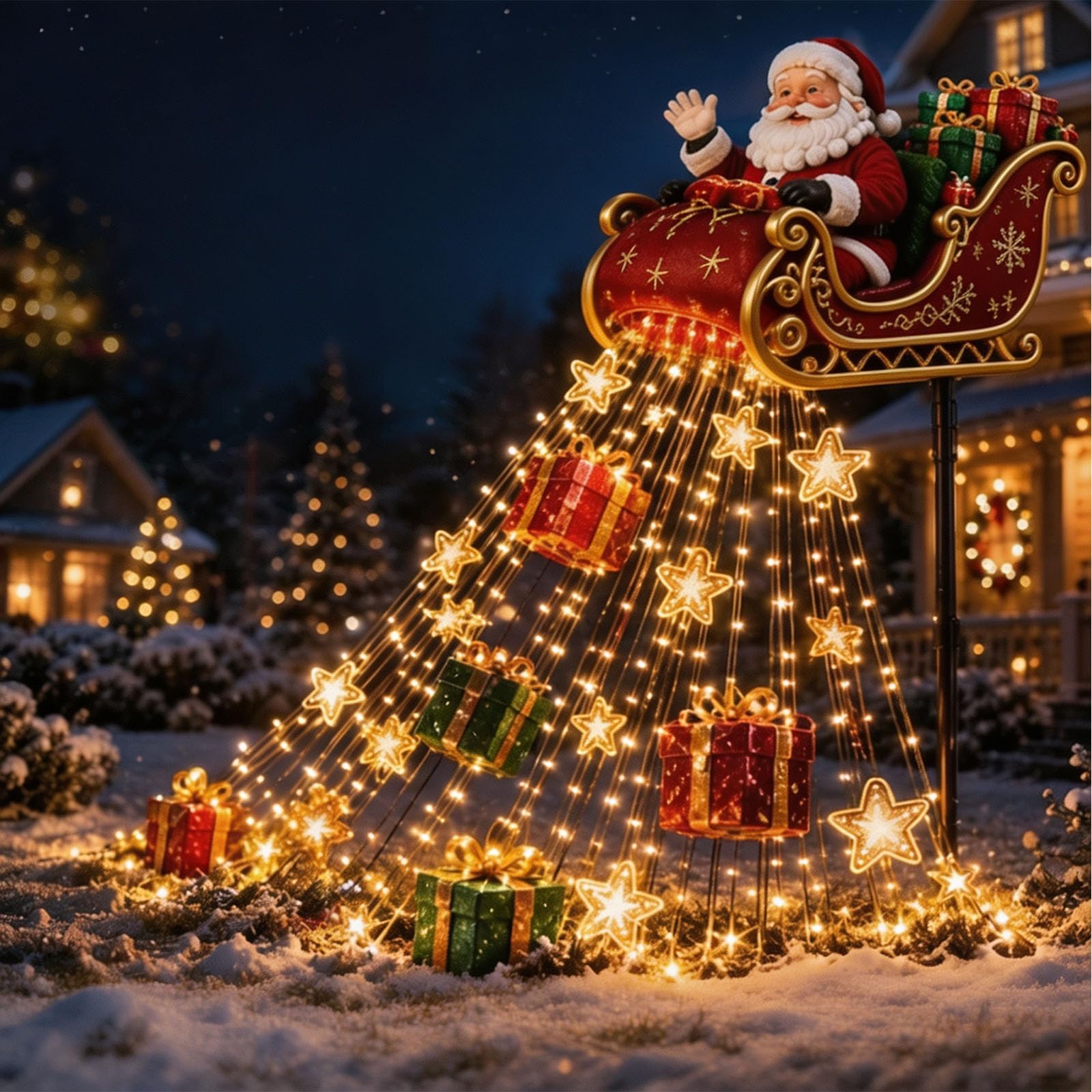 Santa's Magic Pour Flowing LED Christmas Garden Light Flowing LED Yard StakeSant