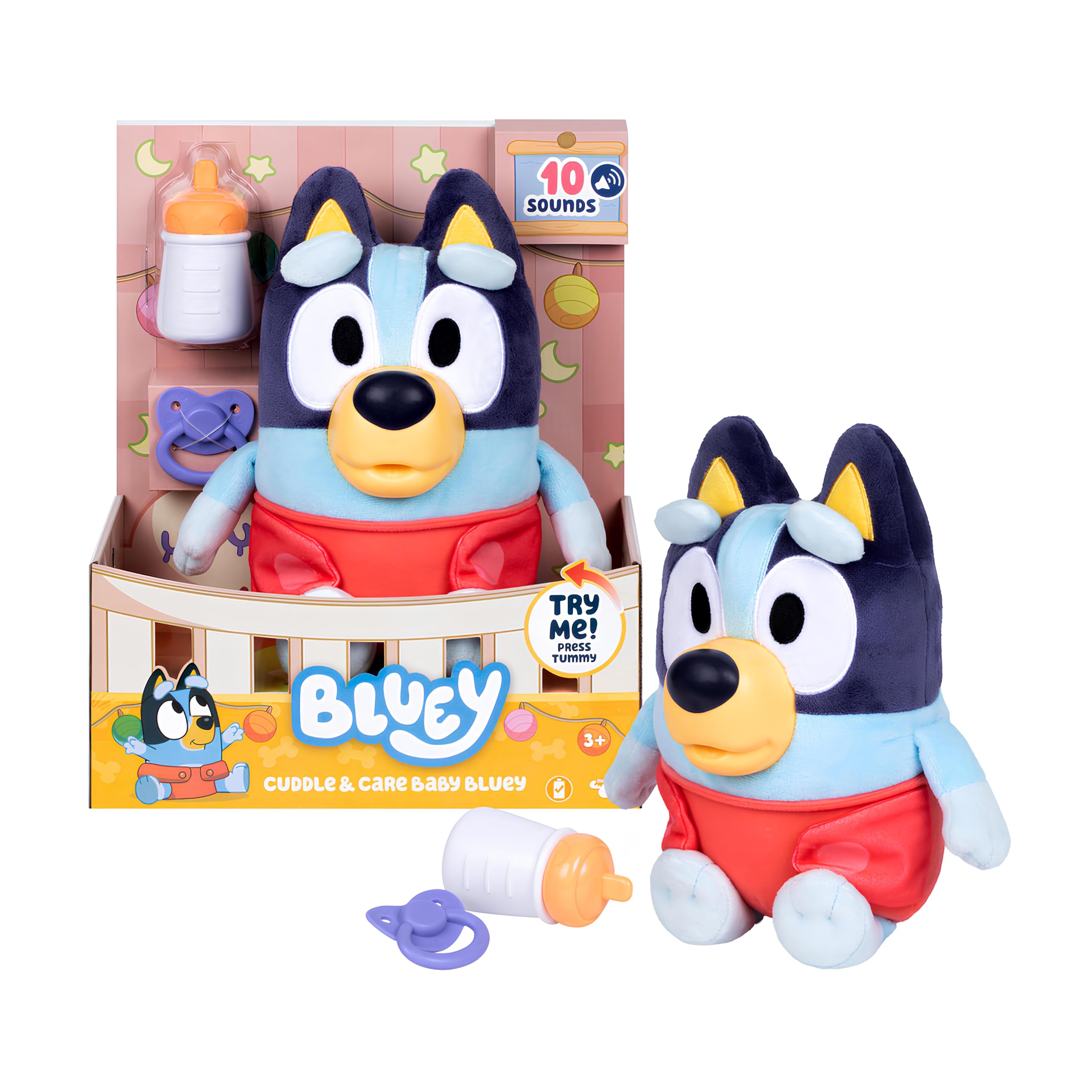 Bluey Cuddle And Care Baby, Nurture, Feed, and Soothe Baby, 28 CM Electronic Plu