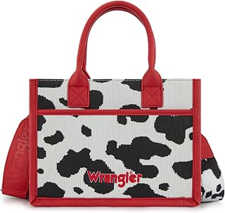 Montana West Wrangler Tote Bag Cow Print Western Satchel Bags for Women Rustler Fringe Purse