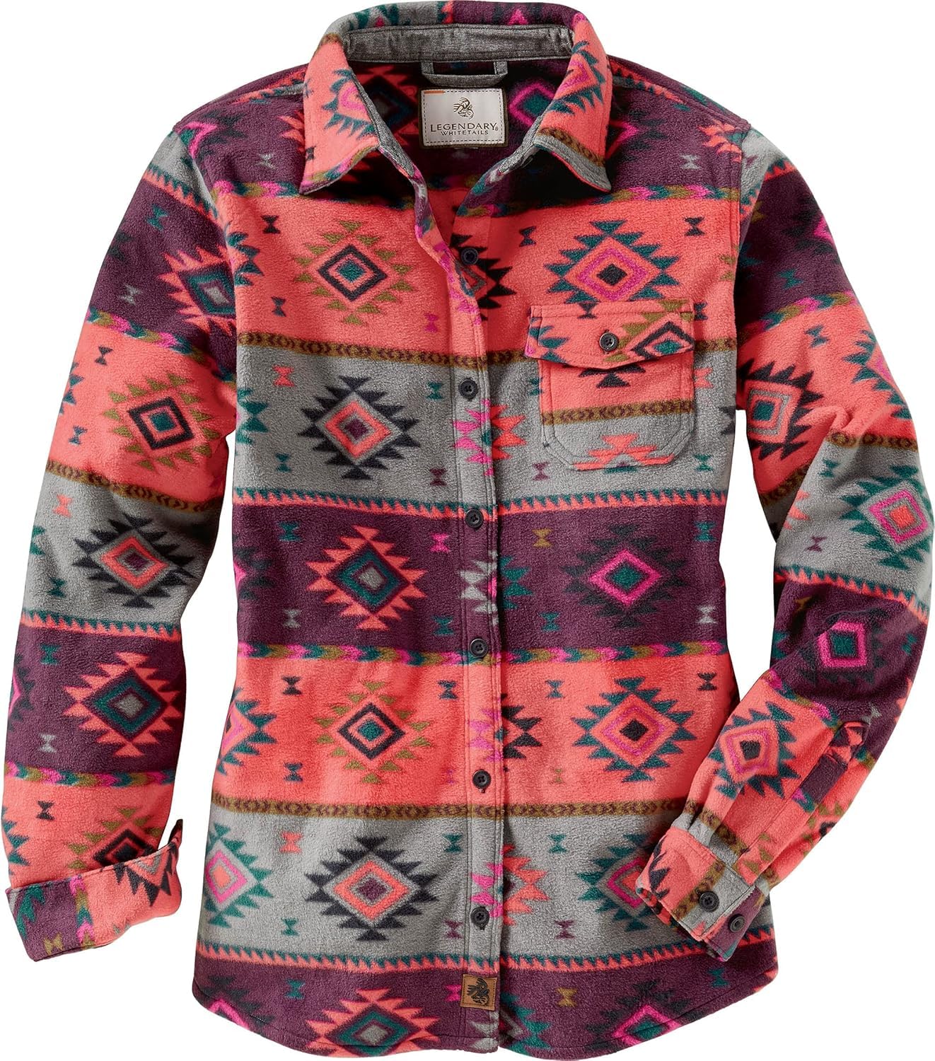 Legendary Whitetails Women's Trail Guide Fleece Plaid Button Down Shirt