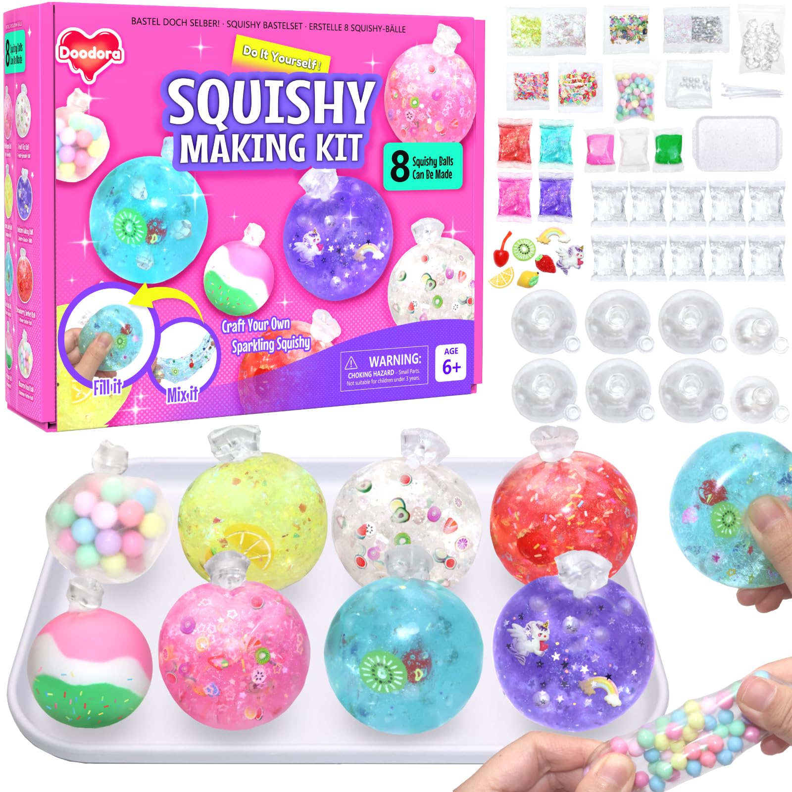 Doodora Squishy Balls Making Kit for Kids & Adults | DIY Your Own Sparkling Stre