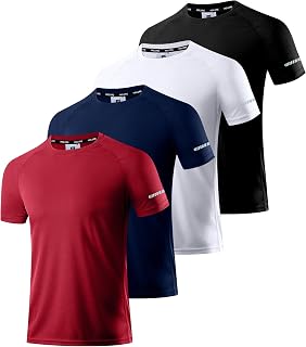 Holure Men's Sports T-Shirts, Breathable, Quick-Drying, Short-Sleeved, Functional, for Running, Summer Fitness, Training, Hiking, Working out, Bodybuilding, Pack of 3 or 5
