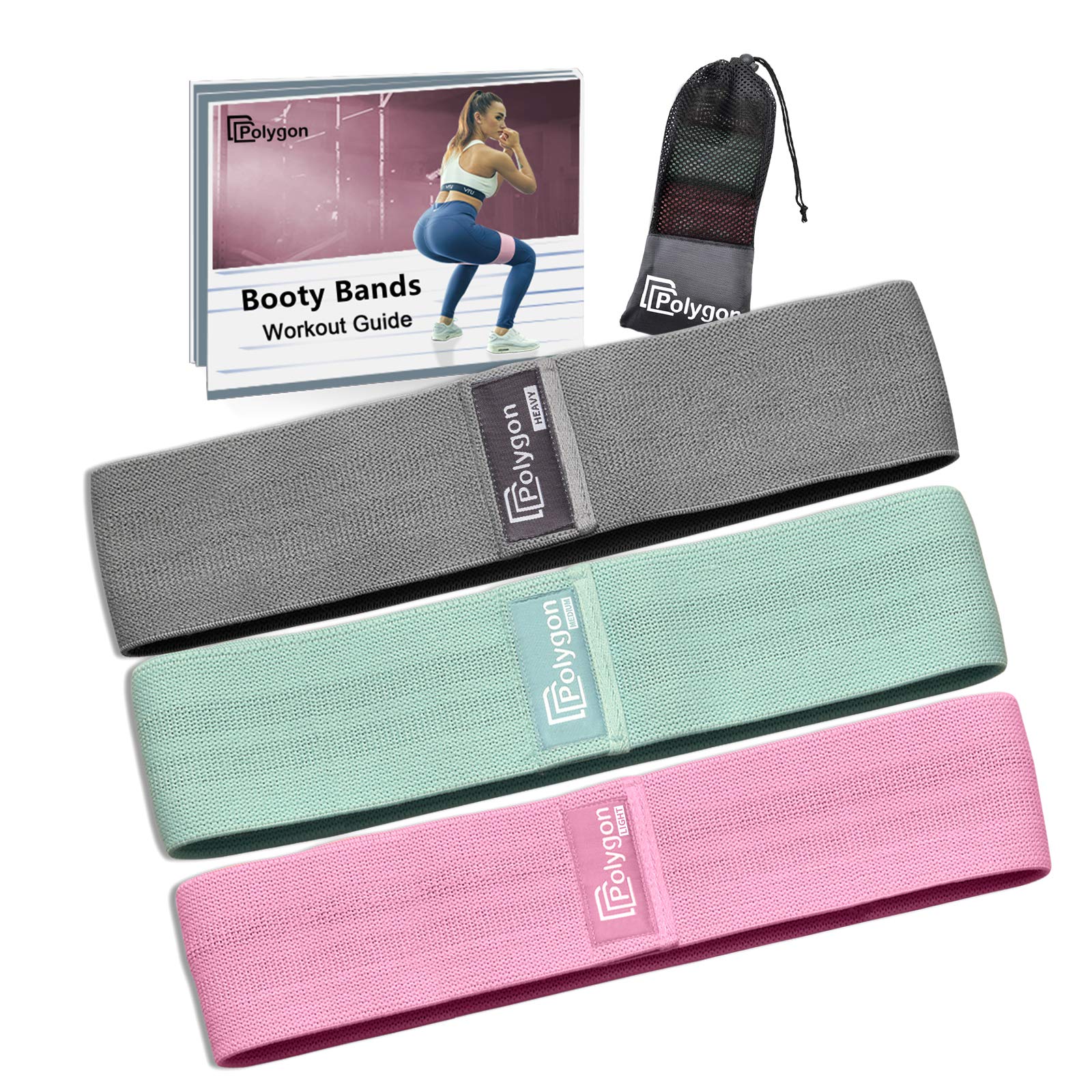 Polygon Resistance Bands for Exercise, 3 Levels Booty Workout Bands | Non-Slip F