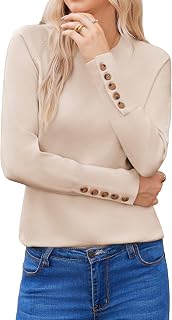 Hotouch Women's Elegant Long Sleeve Round Neck Knitted Autumn Winter Solid Color Sweater