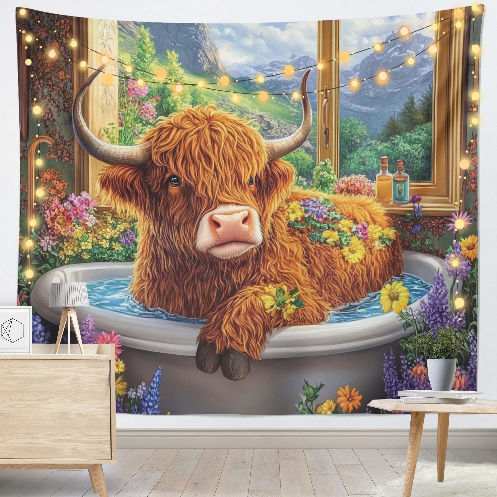 Cattle Tapestry Decorative Wall Hanging Bedroom Tapestry Funny Hanging Tapestry 