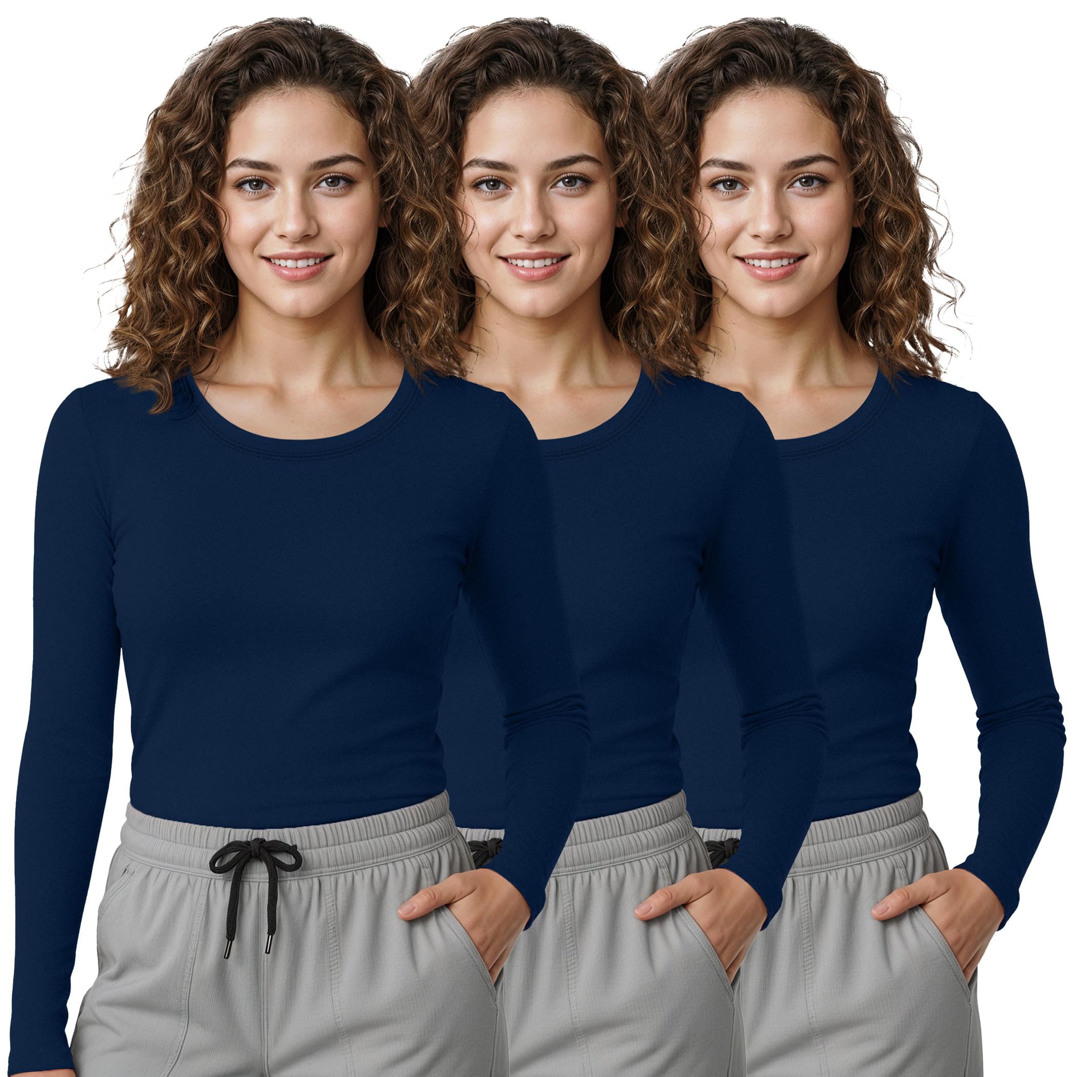 NY Threads Under Scrub Women's Slim Fit Long Sleeve T-Shirt