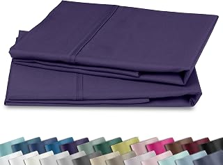 California Design Den King Size Pillowcase Set - 400 Thread Count, 100% Cotton Sateen, Set of 2 Pillow Covers, Soft and Breathable - Dark Purple