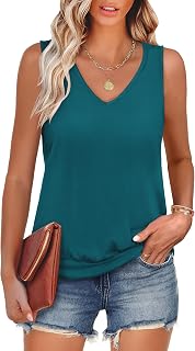 ANRABESS Women Tank Tops Summer V Neck Sleeveless Casual Loose Fit Cute Cami Basic T Shirts Solid Tees 2026 Trendy Outfits