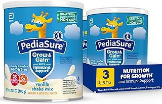 PediaSure Grow & Gain Shake Mix, 6g Protein, Vanilla, 14.1 oz Can, 3pk | 24 Servings, Great-Tasting Nutritional Shake Mix with Immune Support for Kids, 23 Vitamins & Minerals, Non-GMO & Gluten-Free