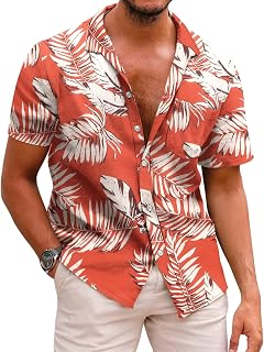 COOFANDY Men's Hawaiian Shirt Short Sleeve Summer Leisure Vacation Beach Shirt Button Down Regular Fit