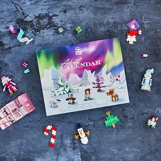 Plus Plus Activity Advent Calendar 2026 - Santa's Northern Lights Adventure, 639 Building Pieces, 25 Days of Creative Play, Christmas Figures & Winter Landscape, Construction Toy for Children Aged 7+