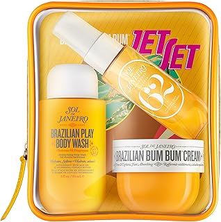 Sol de Janeiro Jet Set | Travel Shower Kit | $40 value | Travel Size Essentials, TSA-Friendly Toiletry-Set, Gourmand Scent, BumBum Cream, Body Wash, &amp; Perfume Mist