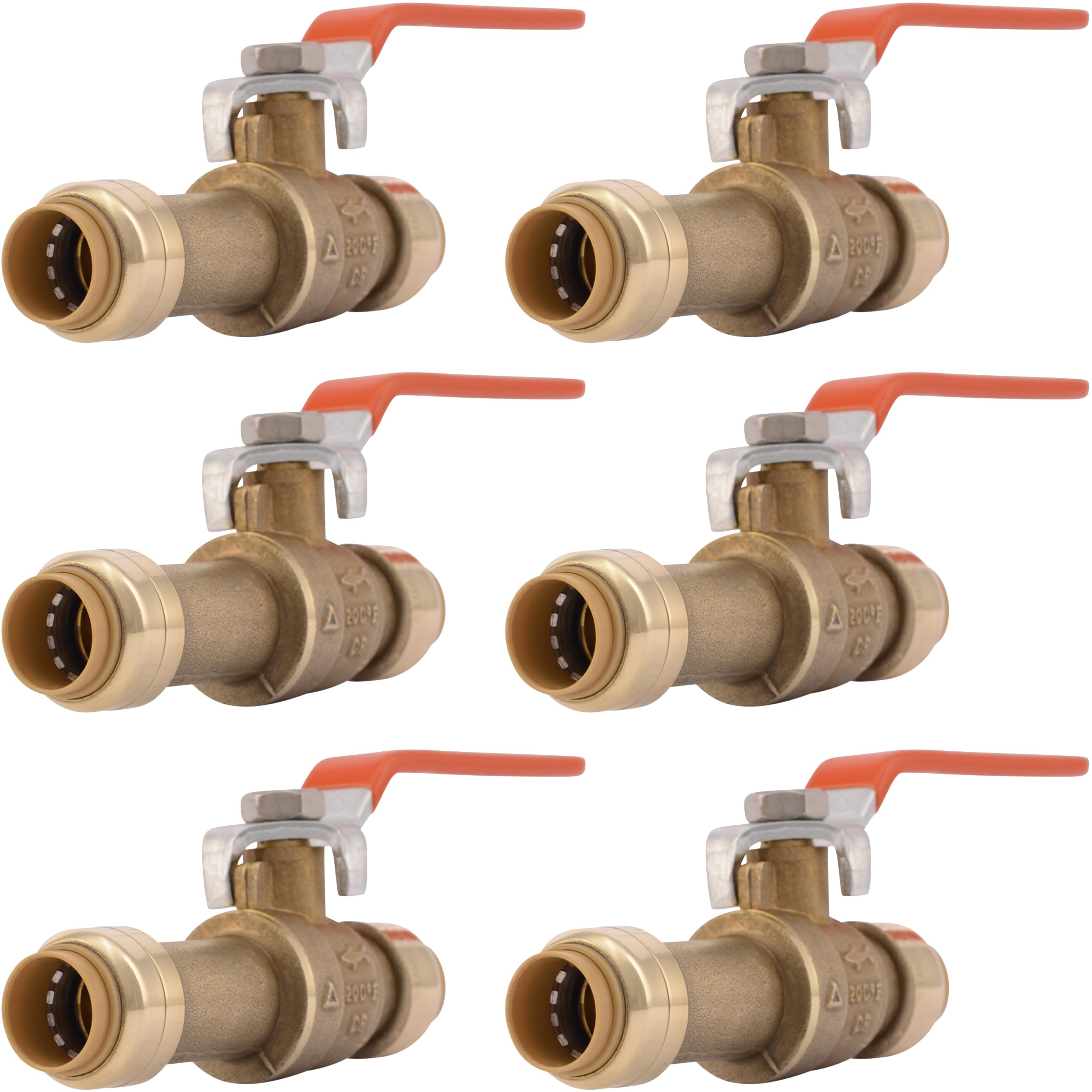 Sharkbite 1/2 Inch Slip Ball Valve, Pack of 6, Push to Connect Brass Plumbing Fi