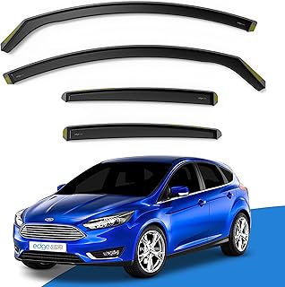 EdgeVisors Wind Deflectors Ford Focus MK3 5Dr Hatchback 2011-2018 4pc | In-Channel Rain Guards & Accessories, Deflect Rain & Wind, Fresh Airflow, Tinted, Easy Install