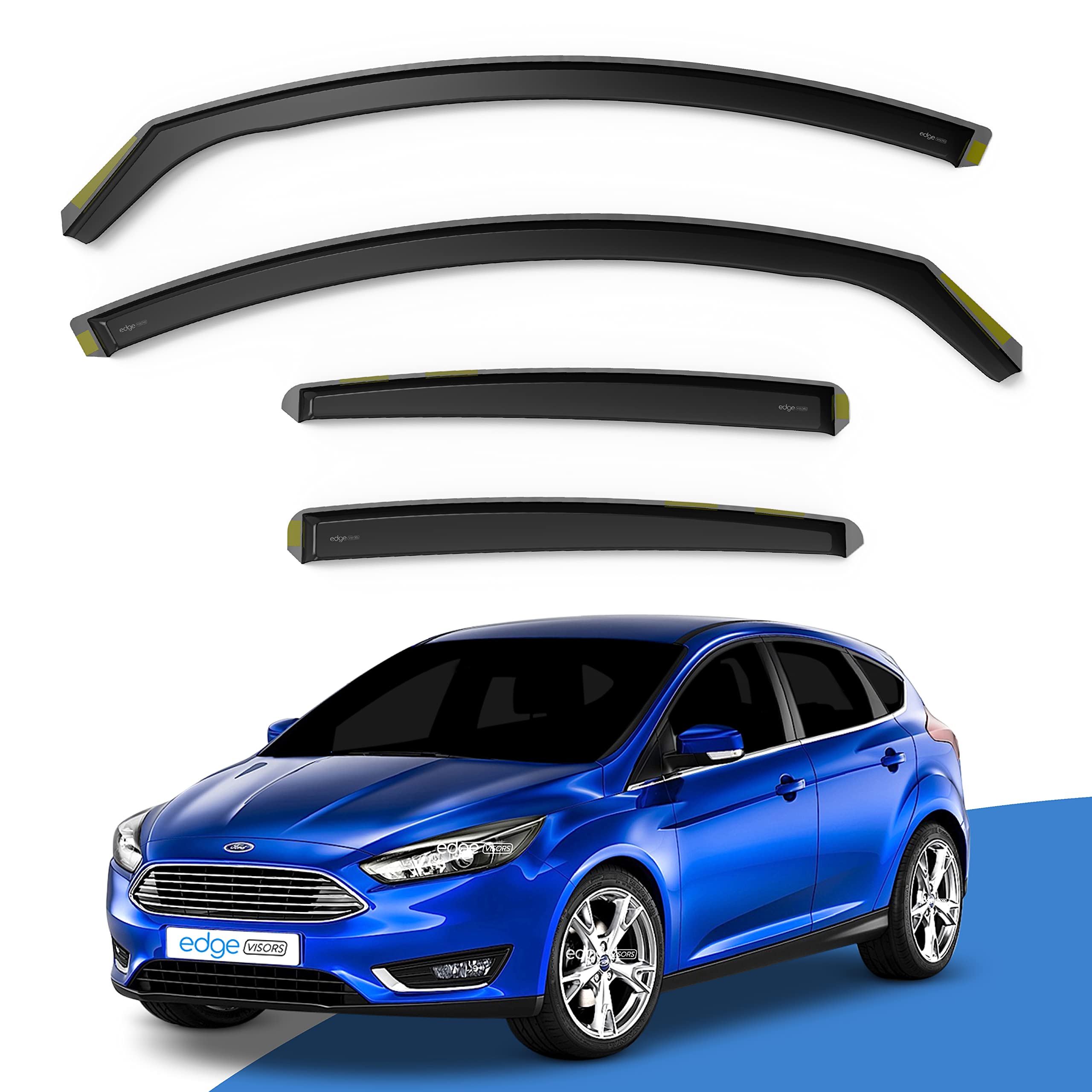 EdgeVisors Wind Deflectors Ford Focus MK3 5Dr Hatchback 2011-2018 4pc | In-Chann