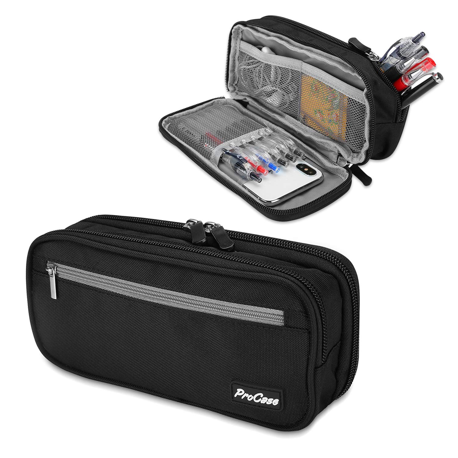 ProCase Pencil Case Pen Bag, Two Layers Big Capacity Pencil Pouch Pen Organizer 