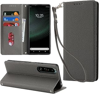 [Hamany] Compatible xperia 1 iii Case Notebook Type Xperia 1 iii Case Card Storage SO-51B Smartphone Case SOG03 Cover Horizontal Stand Function Built-in Magnet Strap Hole Shockproof Durable Abrasion