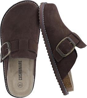 CUSHIONAIRE Blain Womens Genuine Suede Clogs Memory Foam Stylish Buckle Comfortable Non Slip Wide Available