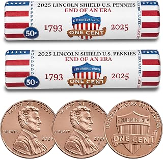 2025 Final Issue Last Lincoln Cent Penny Rolls P & D Set (100 Coins) – END of an ERA Original Collectible Rolls – Brilliant Uncirculated Mint-Issued Coins