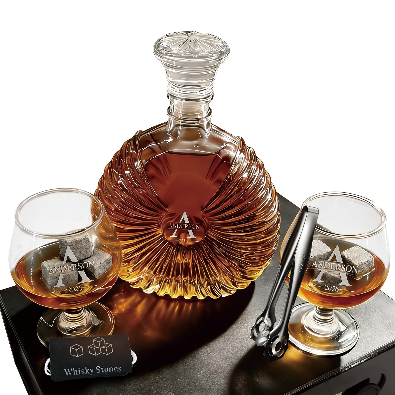 Personalized Whiskey Decanter Set - Custom Engraved Liquor Bottle | 18oz or 26oz