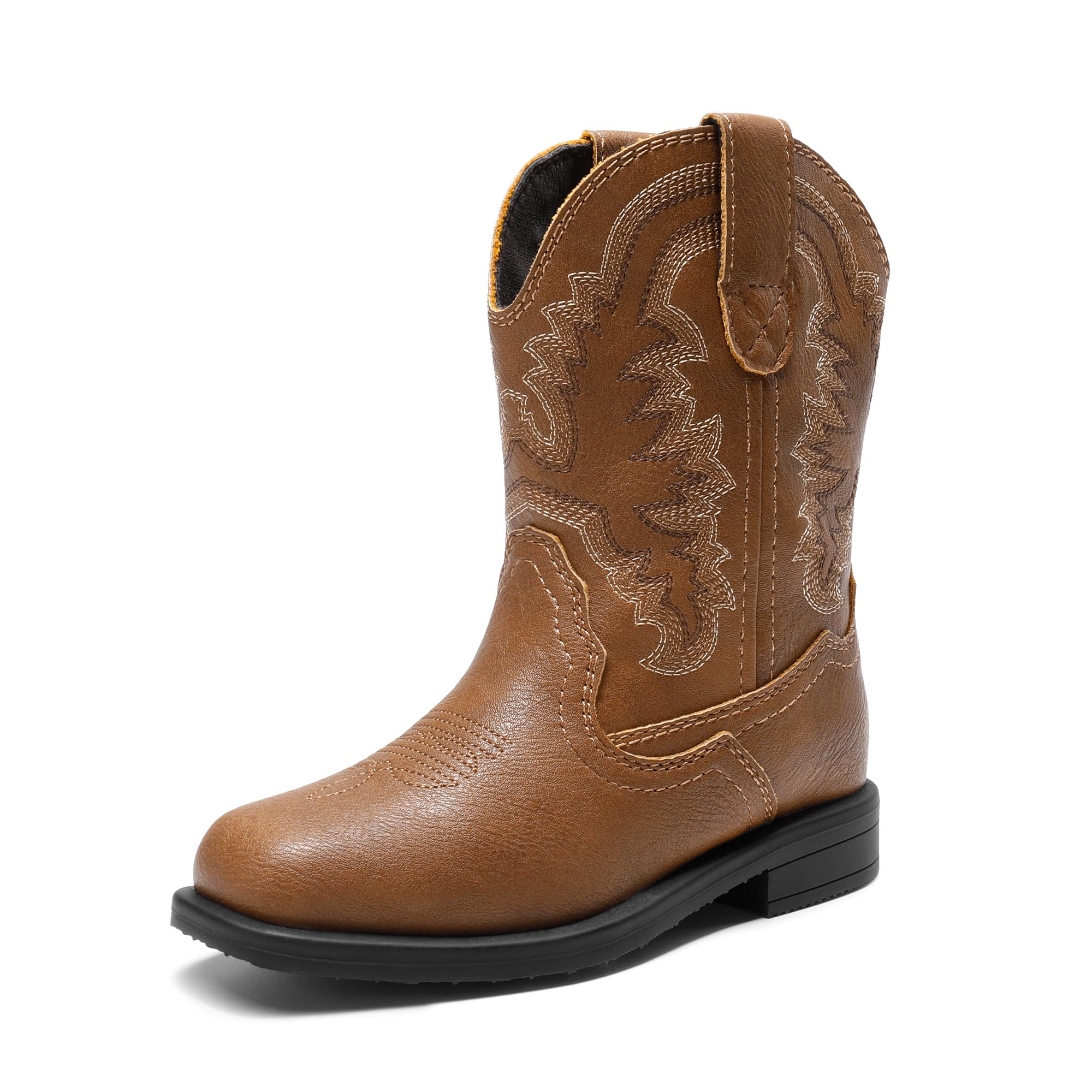 DREAM PAIRS Toddler Kids Cowboy Cowgirl Boots | for Boys Girls ,Square Toe,Mid C
