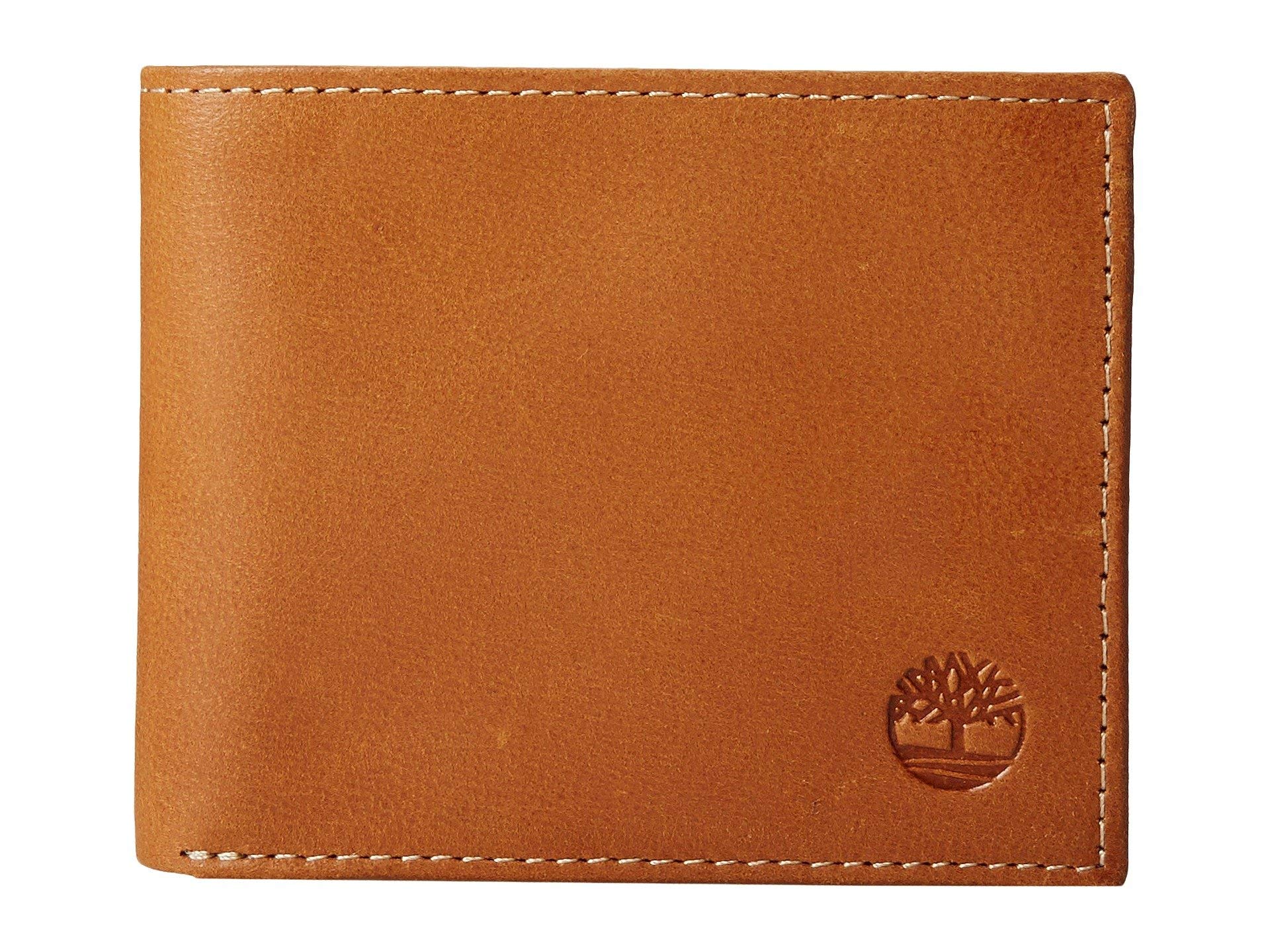 Timberland Mens Leather Wallet with Attached Flip Pocket Travel Accessory- Bi-Fo