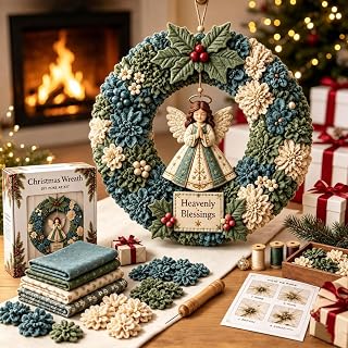 WTTGCXH 3D Fabric Poke Art Wreath DIY Kit, Christmas Wreath Craft for Adult | Christmas 3D Fabric Poke Art Craft Kit For Adult, Beginner-Friendly, Christmas Family Fabric Decorating Kits, Holiday Gift