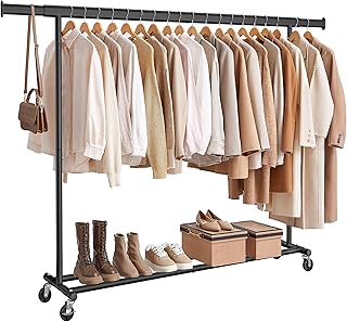 SONGMICS Clothes Rail on Wheels, Heavy Duty, 150 kg Load Capacity