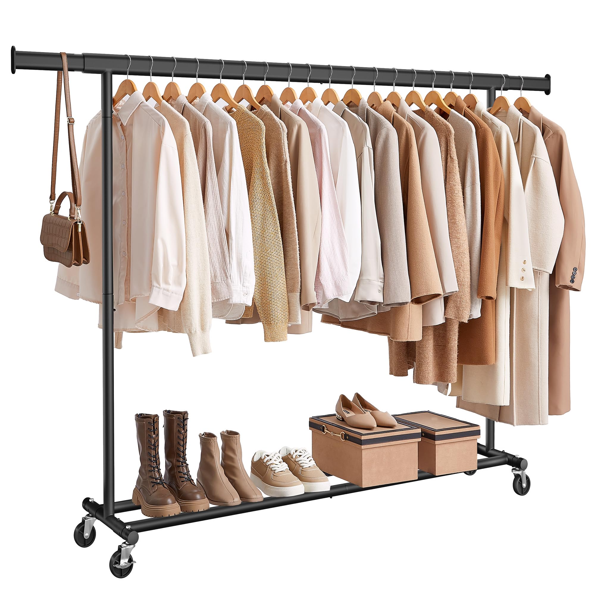 SONGMICS Clothes Rail on Wheels, Heavy Duty, 150 kg Load Capacity