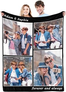 Custom Blanket with Photo and Throws Picture Blanket for Birthday Valentines Day Couple Gifts for Him/Her, Personalized Gifts for Girlfriend Boyfriend Wife Husband