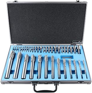Accusize Industrial Tools 39 Pc Straight Shank H.S.S. Interchangeable Pilot Counterbore Set, Counterbores from 1/4'' up to 1'' by 16ths, 500S-A000