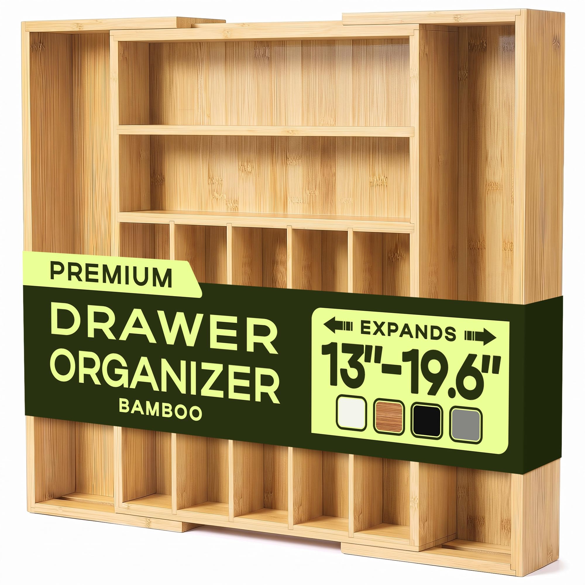 ROYAL CRAFT WOOD Luxury Bamboo Kitchen Drawer Organizer for Kitchen Organization