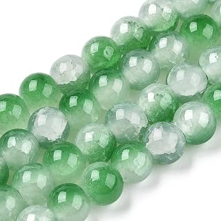 About 104~108pcs/Strand 8mm Crackle Glass Beads Painted Imitation Jade Round Crysatl Spacer Beads for Jewelry Making Bracelet Necklace Earring DIY