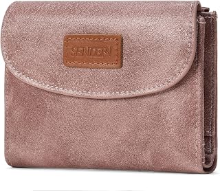 SENDEFN Small Womens Wallet RFID Blocking Double Zipper Pocket Card Holder Purse