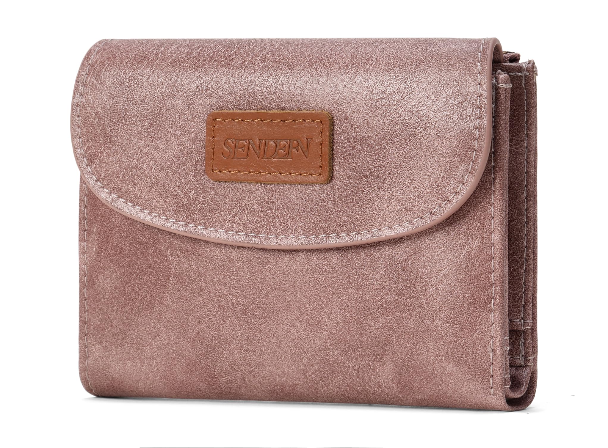 SENDEFN Small Womens Wallet RFID Blocking Double Zipper Pocket Card Holder Purse