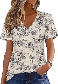 Zeagoo Short Sleeve Shirts for Women Summer Casual V Neck Elegant Pleated Blouses
