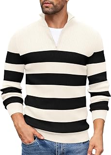 COOFANDY Sweater Men Winter Sweater Turtleneck Regular Fit Ribbed Pullover Quarter Zip Knitted Sweaters