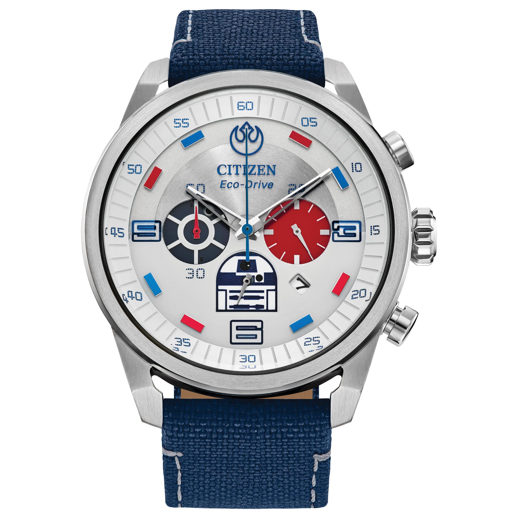 Citizen Star Wars Mens R2-D2 Eco-Drive Watch 45mm Silver-Tone Stainless Steel Ca