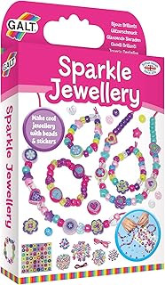 Galt Sparkle Jewellery Craft Kit, Kids Necklace & Bracelet Making Activity | Fun Childrens Activity Pack, Colourful Beads and Stickers - Develop Creativity & Motor Skills - Girls & Boys Age 5 Years Plus