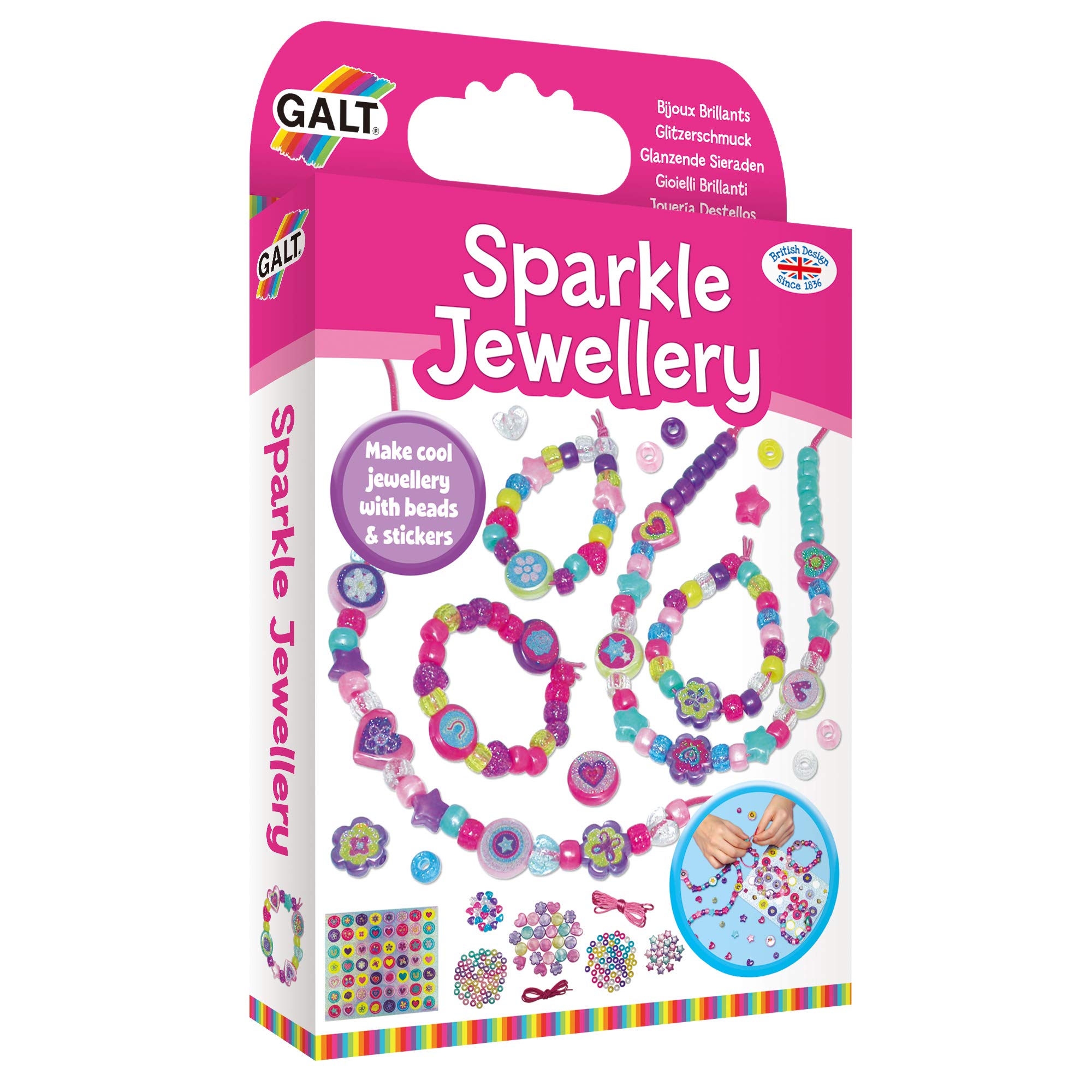 Galt Sparkle Jewellery Craft Kit, Kids Necklace & Bracelet Making Activity | Fun