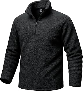 MAGCOMSEN Men Quarter Zip Pullover 1/4 Zip Fleece Lined Sweater Stand Collar Long Sleeve Shirt Thermal Sweatshirt Winter