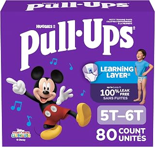 Pull-Ups Boys' Potty Training Pants, Size 5T-6T, 80 Count (46-60 lbs) | Soft and Comfortable for Sensitive Skin, Learning Layer Helps Teach Wet From Dry, Leak Protection Where Boys Need It Most