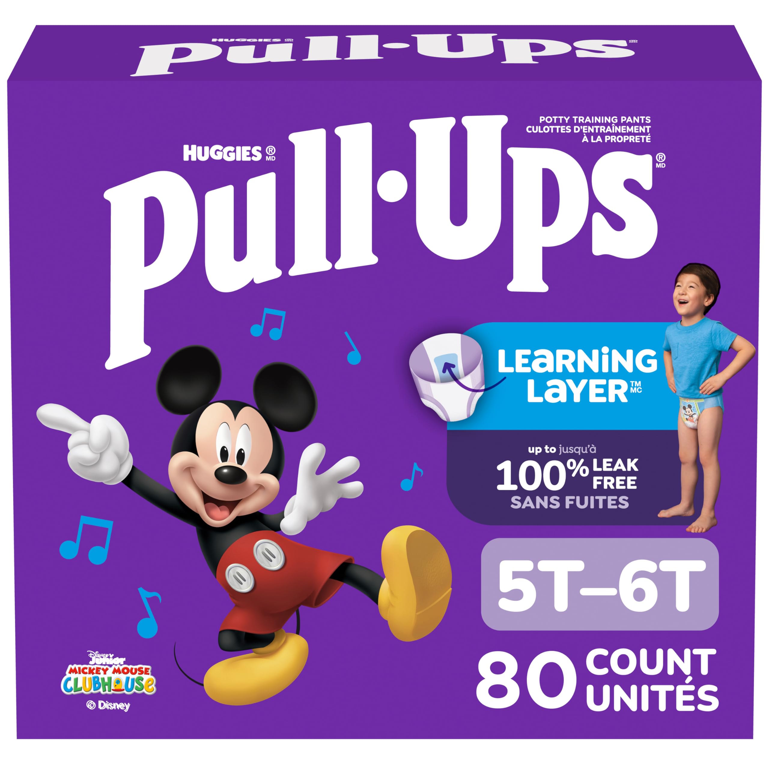Pull-Ups Boys' Potty Training Pants, Size 5T-6T, 80 Count (46-60 lbs) | Soft and
