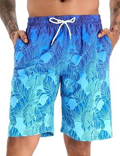 APTRO Men's Swimming Trunks, Long Swimming Shorts, Quick-Drying Board Shorts, Leisure Shorts with Inner Briefs